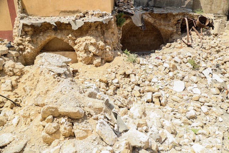 The remains of the Al-Samara bathhouse in the historic core of Gaza City.