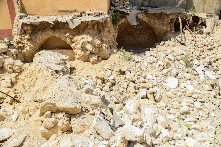 The remains of the Al-Samara bathhouse in the historic core of Gaza City.