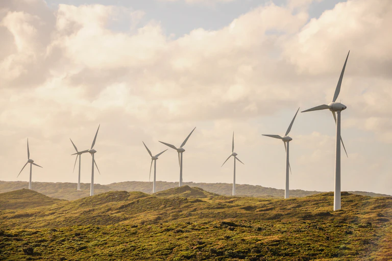 Wind turbines on a hill in Western Australia