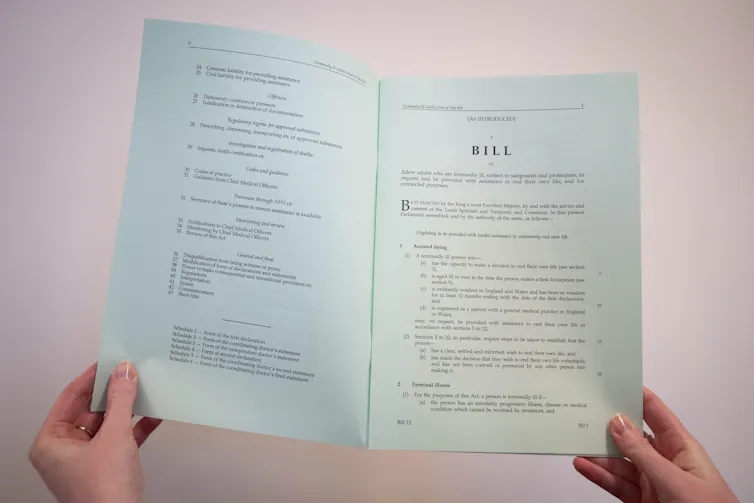 A hard copy of the assisted dying bill.