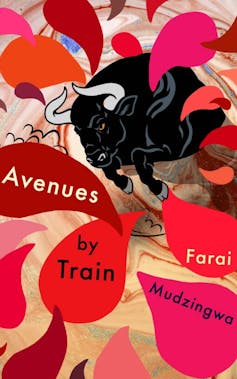 A book cover with an illustration of a bull charging and bright blobs of liquid scattering.