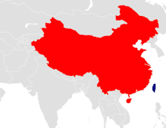 Carte indiquant les territoires de la Chine et de Taïwan