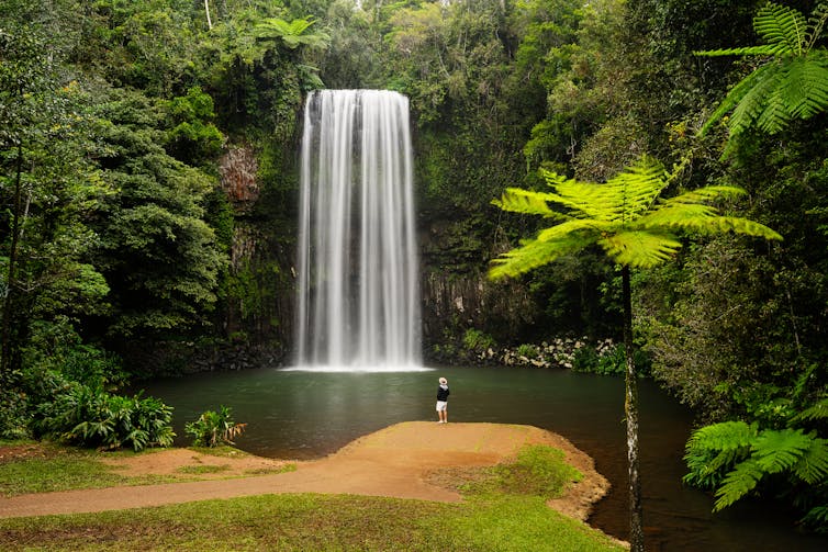 waterfall and calm water
