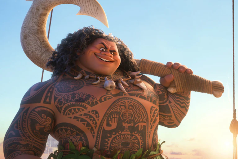 Movie still showing Māui from Moana