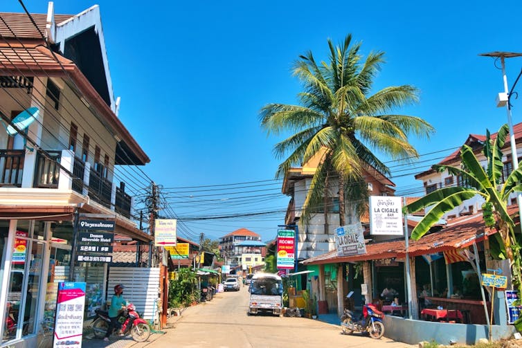 A street in Vang Vieng in Laos.