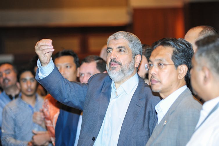 Khaled Meshaal giving a talk in Malaysia.