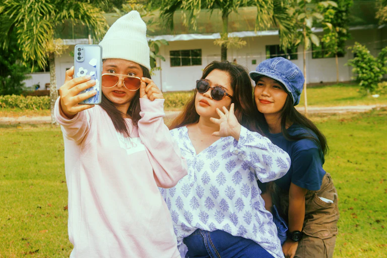 Three women take a selfie