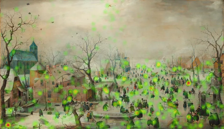 Painting with marks in neon green