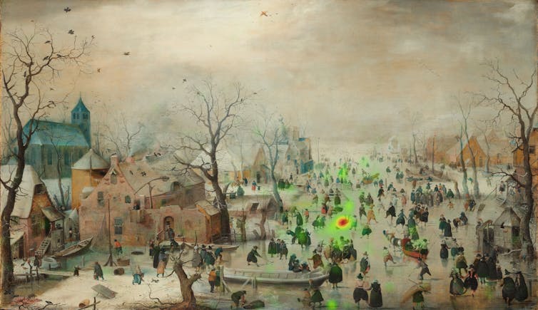 Kids see artwork differently: What tells us the newest analysis on eye monitoring 3 Painting with tags in neon green