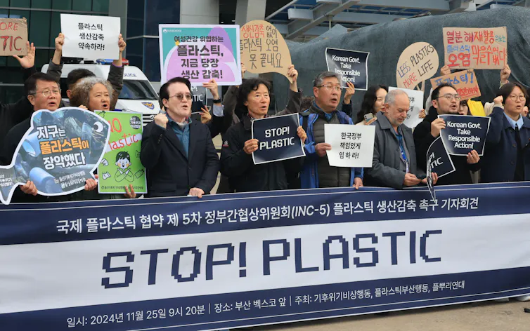 protesters against plastic