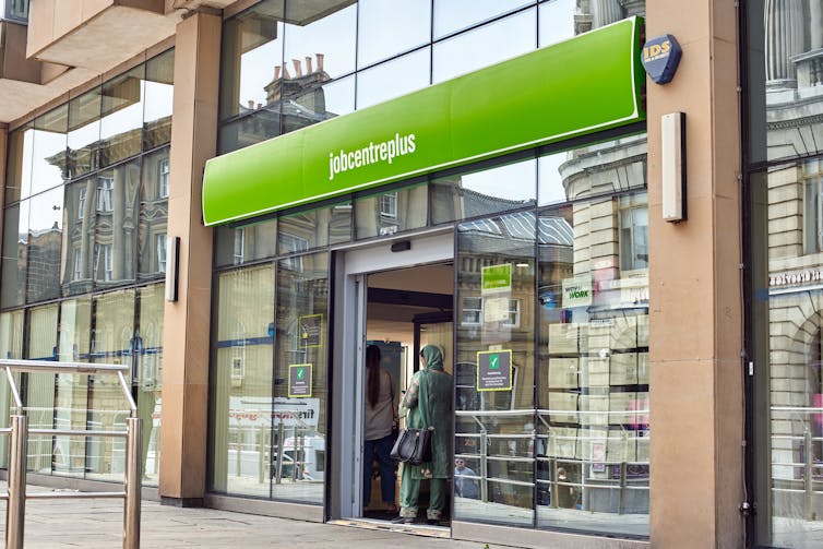 outside of a Jobcentre Plus office.