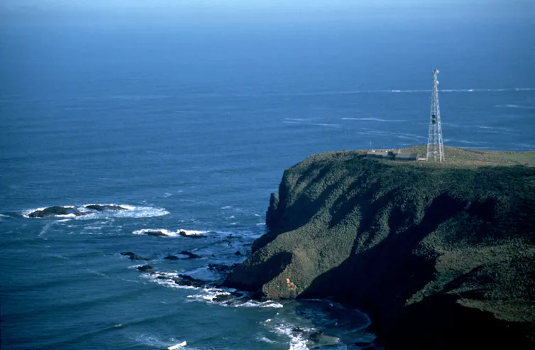 The Kennaook/Cape Grim Baseline Air Pollution Station on a clifftop high above the ocean, Tasmania
