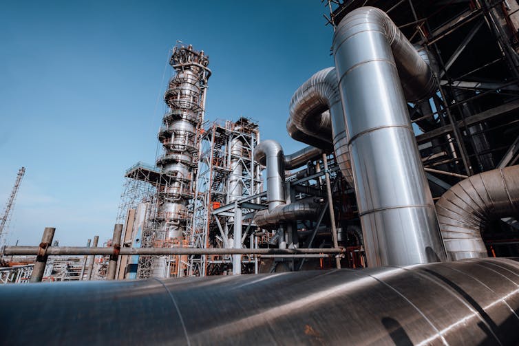 An oil refinery.