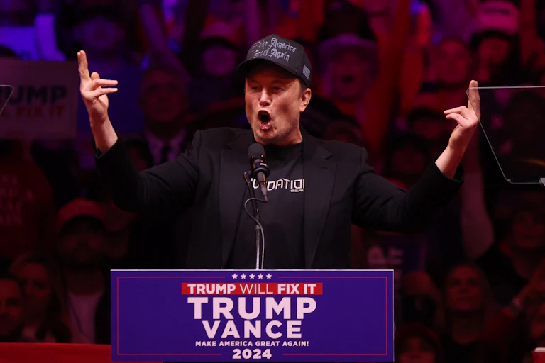 Elon Musk giving a speech.