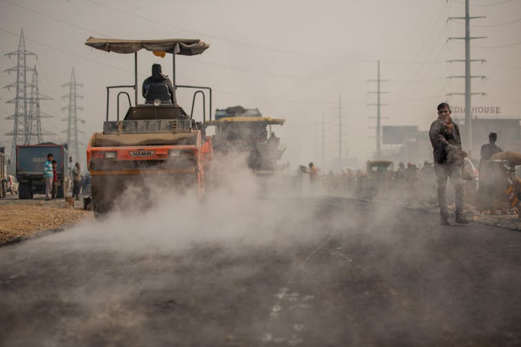 Dusty construction site