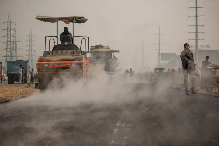 Dusty construction site