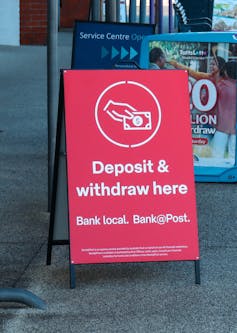 Suburban business retail strip with Australia Post signage