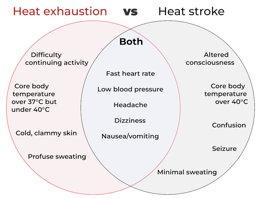What’s the difference between heat exhaustion and heat stroke