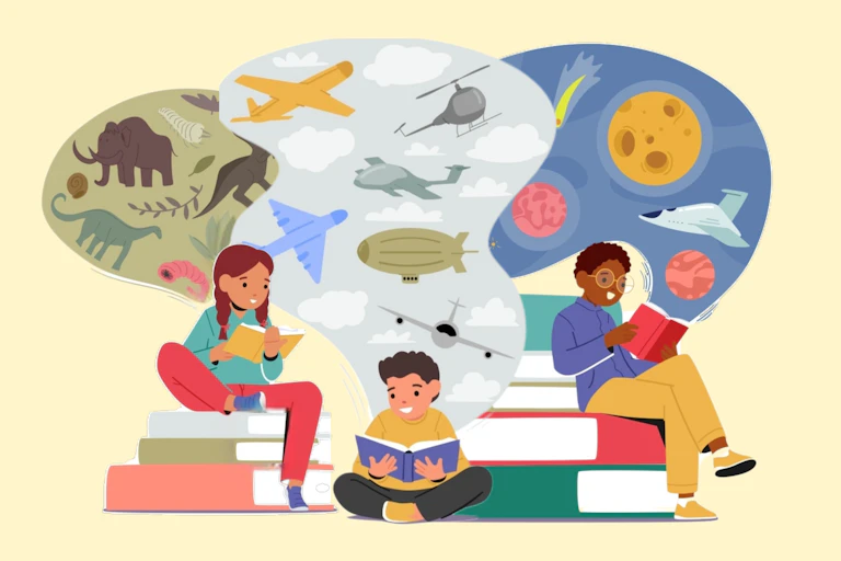 Three kids reading