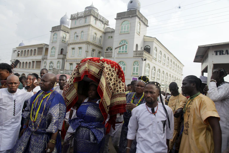 A group of people in a procession