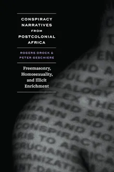 A book cover featuring a black and white image of part of a naked torso with words projected on to it.