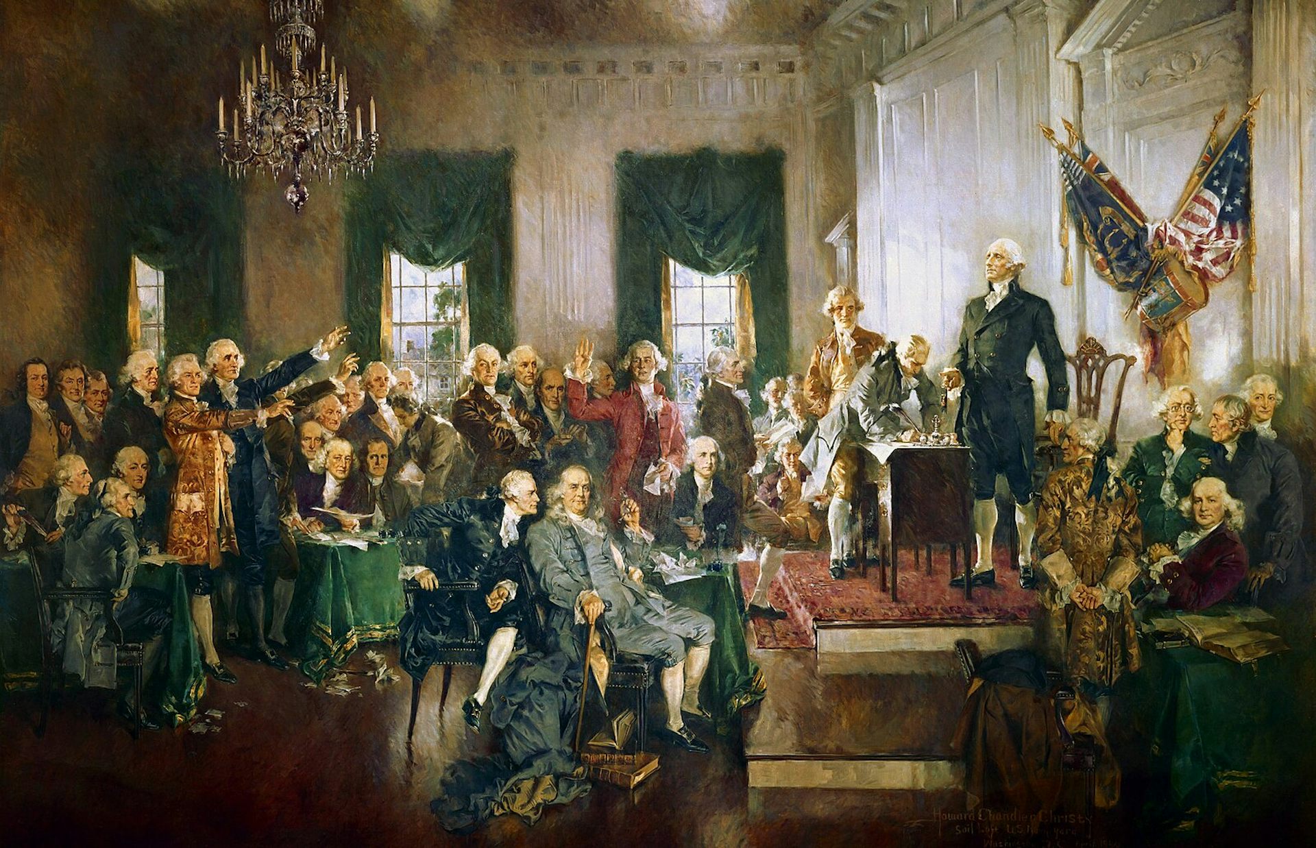 Tableau représentant la signature de la Constitution des États-Unis