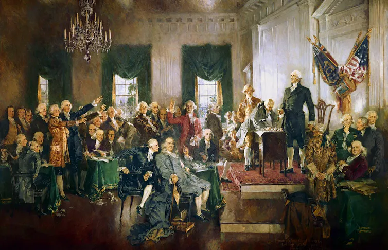 Tableau représentant la signature de la Constitution des États-Unis