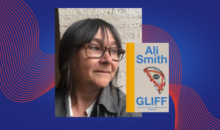 Ali Smith and the book jacket for Gliff