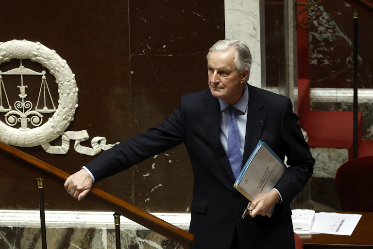 Michel Barnier in the French parliament.