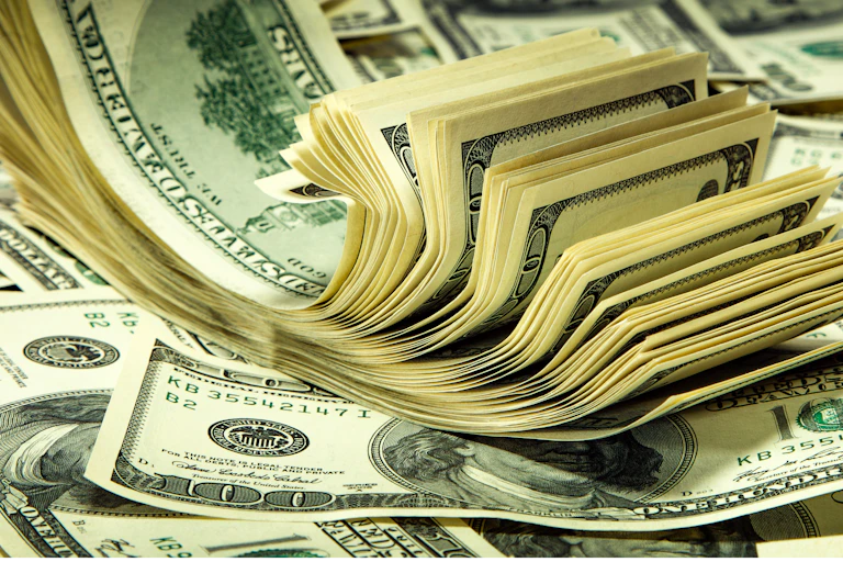 des liasses de dollars américains