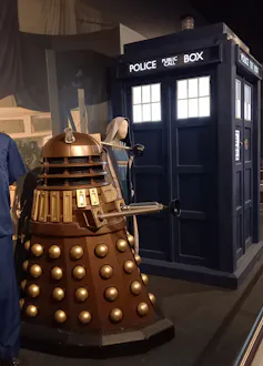 dalek and doctor who tardis on display