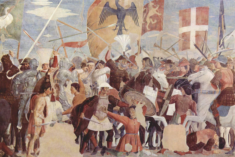 A painting depicting a battle between the eastern Romans and the Persians.
