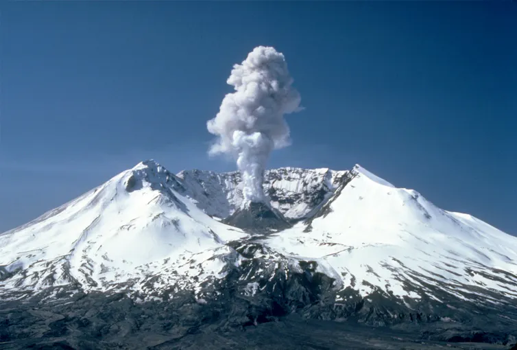 Plumes of steam, gas, and ash often occurred at Mount St. Helens in the early 1980s.