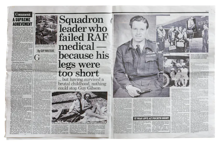 Daily Mail report of Dambusters' Raid with picture of Guy Gibson