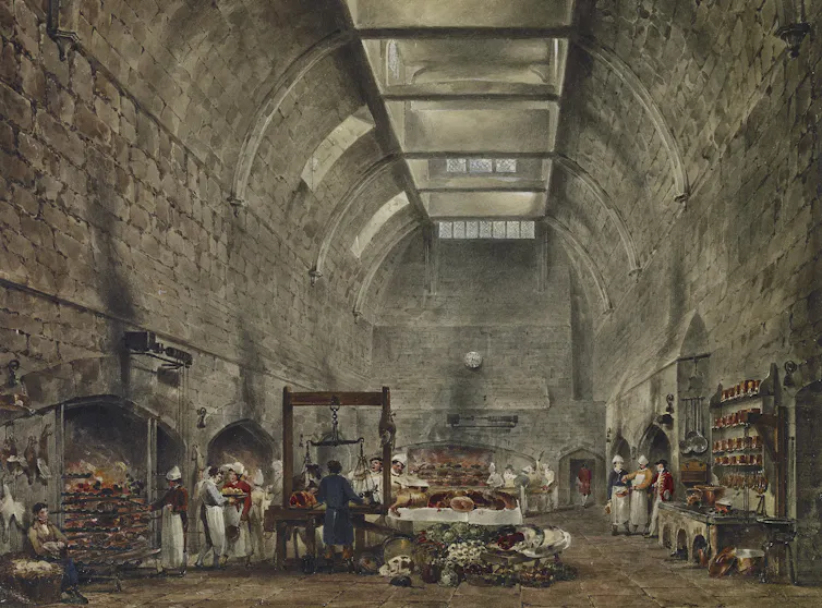A view of the ancient kitchen at Windsor Castle.