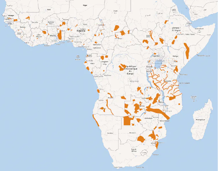Annotated map of Africa.
