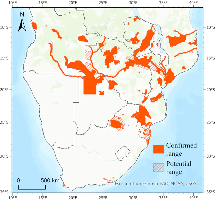Annotated map of southern Africa.