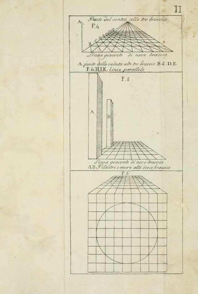 Views of lines converging to a vanishing point to demonstrate linear perspective