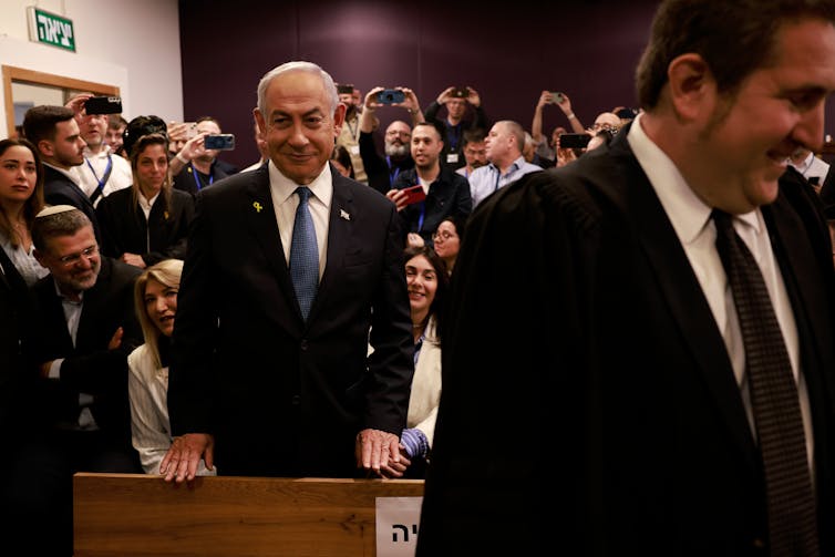 Israeli Prime Minister Benjamin Netanyahu enters court, December 2024.