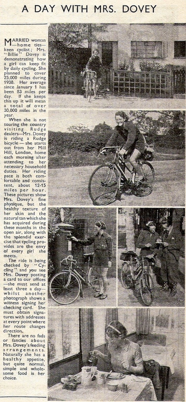 News story about a woman cycling
