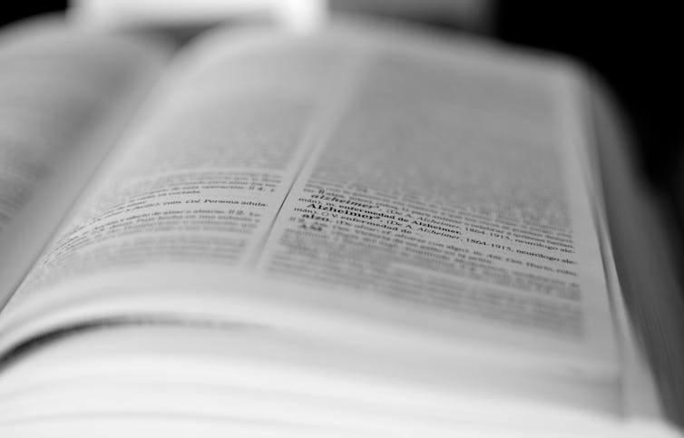 Vista de un diccionario de español.