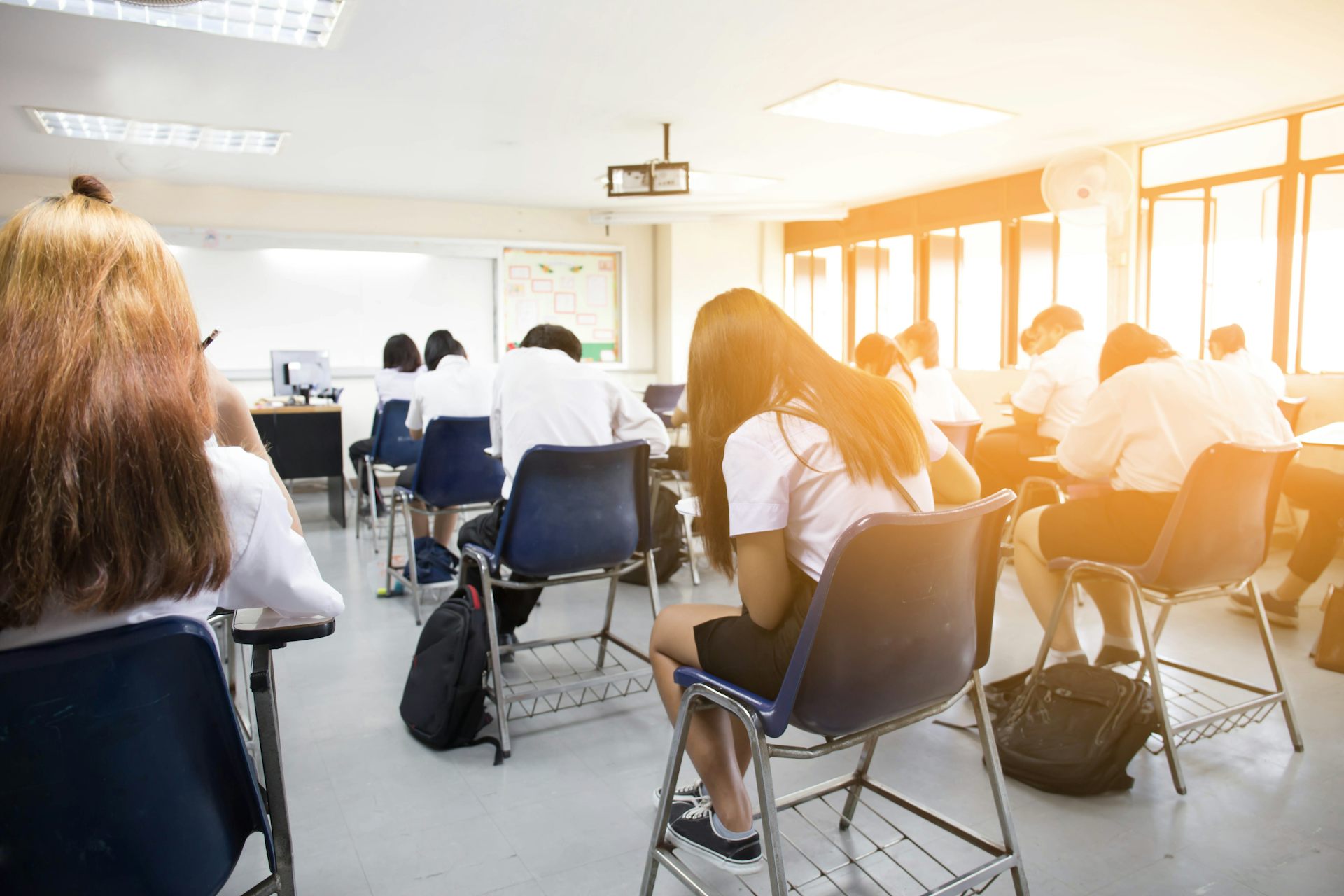 Pupils taking test