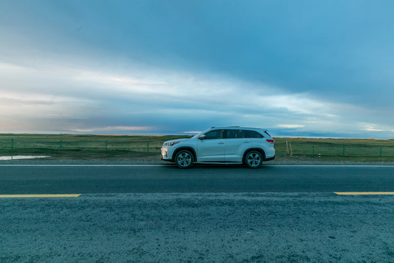car driving rural highway