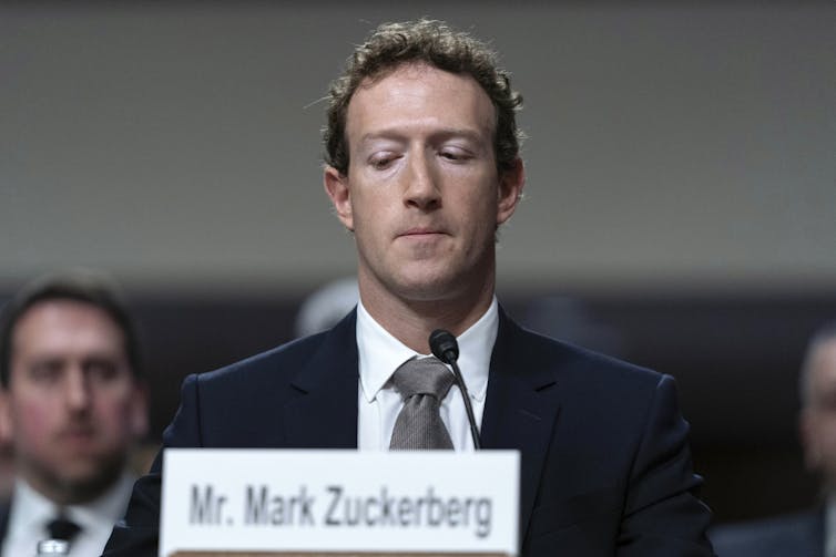 Meta CEO Mark Zuckerberg appears before the Senate Judiciary Committee's hearing on online child safety on Capitol Hill, Wednesday, Jan. 31, 2024 in Washington.