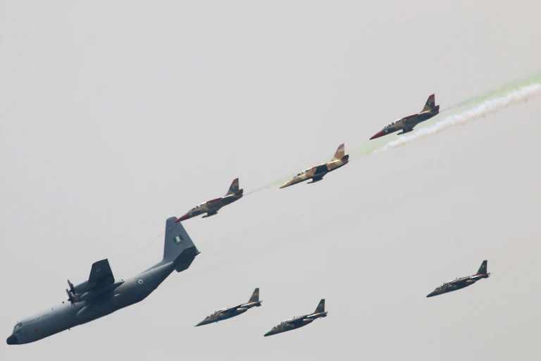 Military aircraft in flight