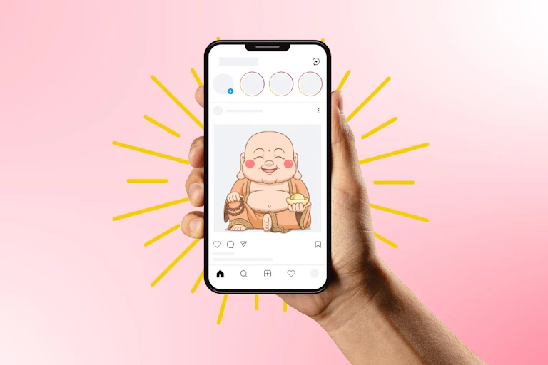 Buddha on a phone screen