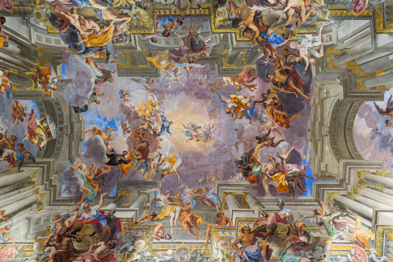 A richly painted ceiling fresco.