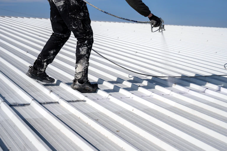 person painting roof white