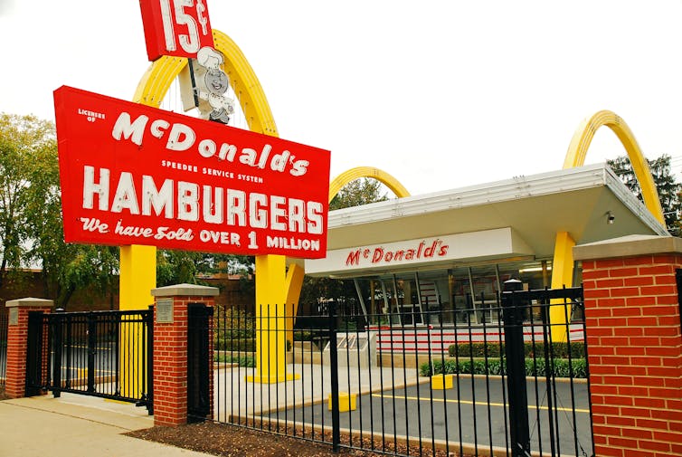 A replica of an early McDonald’s restaurant stands on its original site in Des Plaines, Illinois