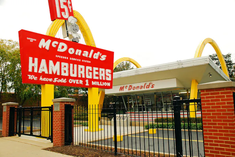 A replica of an early McDonald’s restaurant stands on its original site in Des Plaines, Illinois